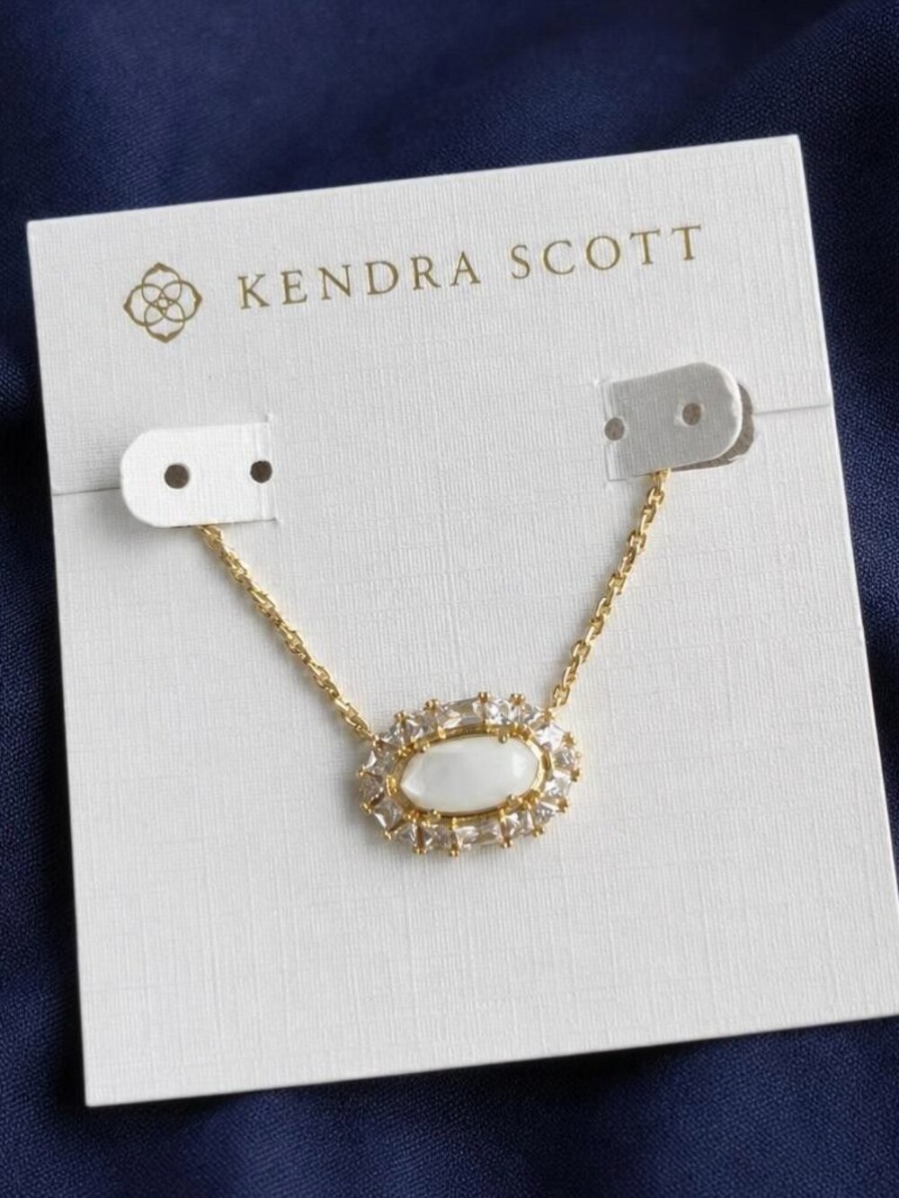 Kendra Scott Elisa Crystal Frame Gold Ivory Mother-of-Pearl Necklace